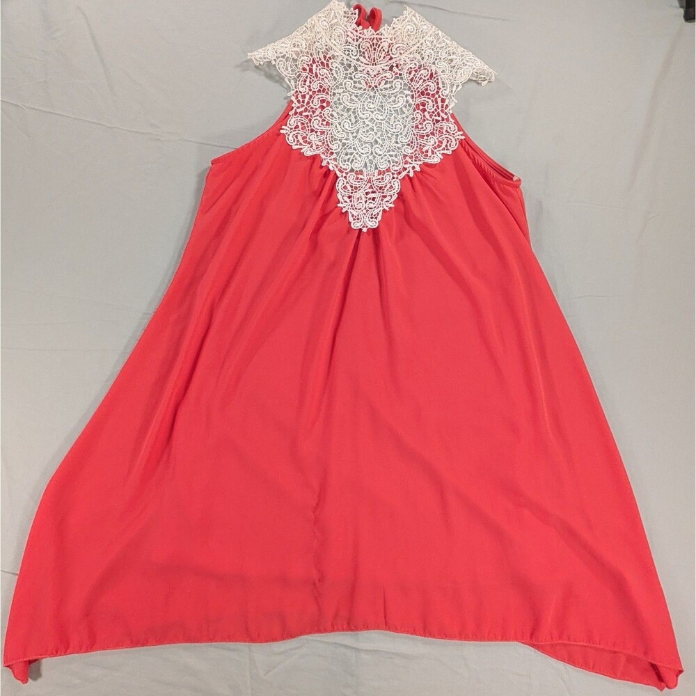 Coral Womens Crochet Tunic Dress Med Resort Cruise Beachy ViJo Couture Flaw